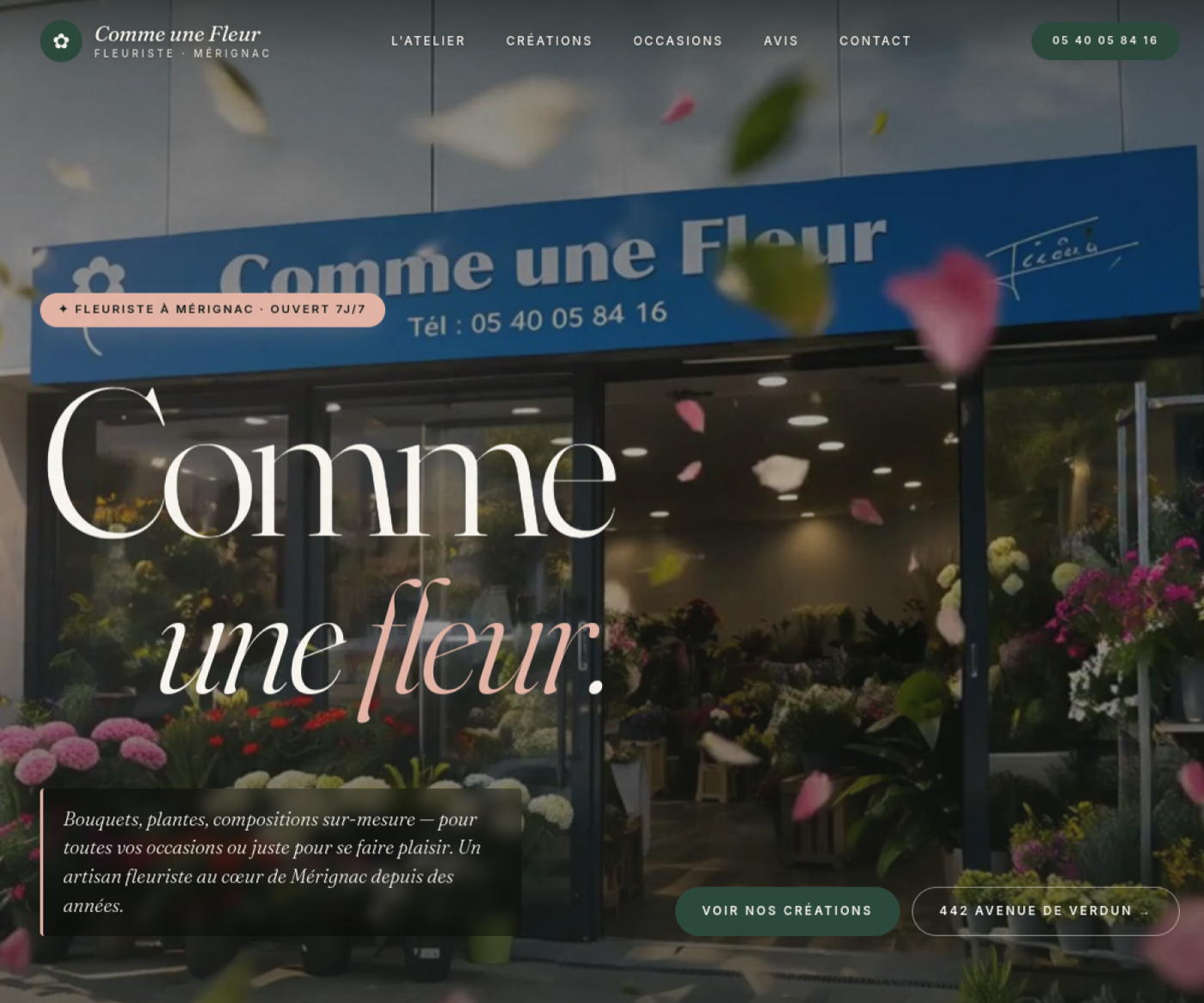 Screenshot du site Comme une Fleur