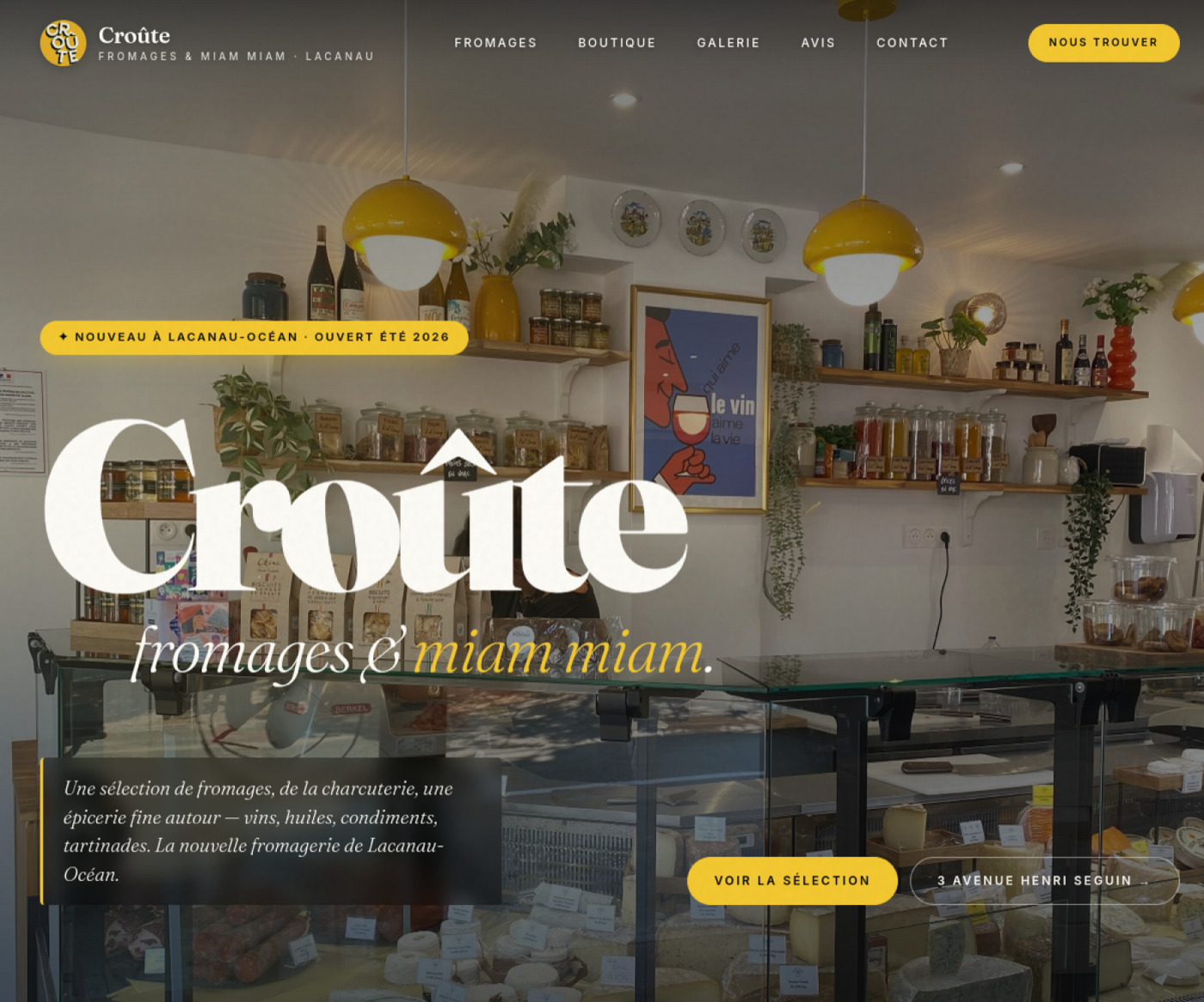 Screenshot du site Fromagerie Croûte