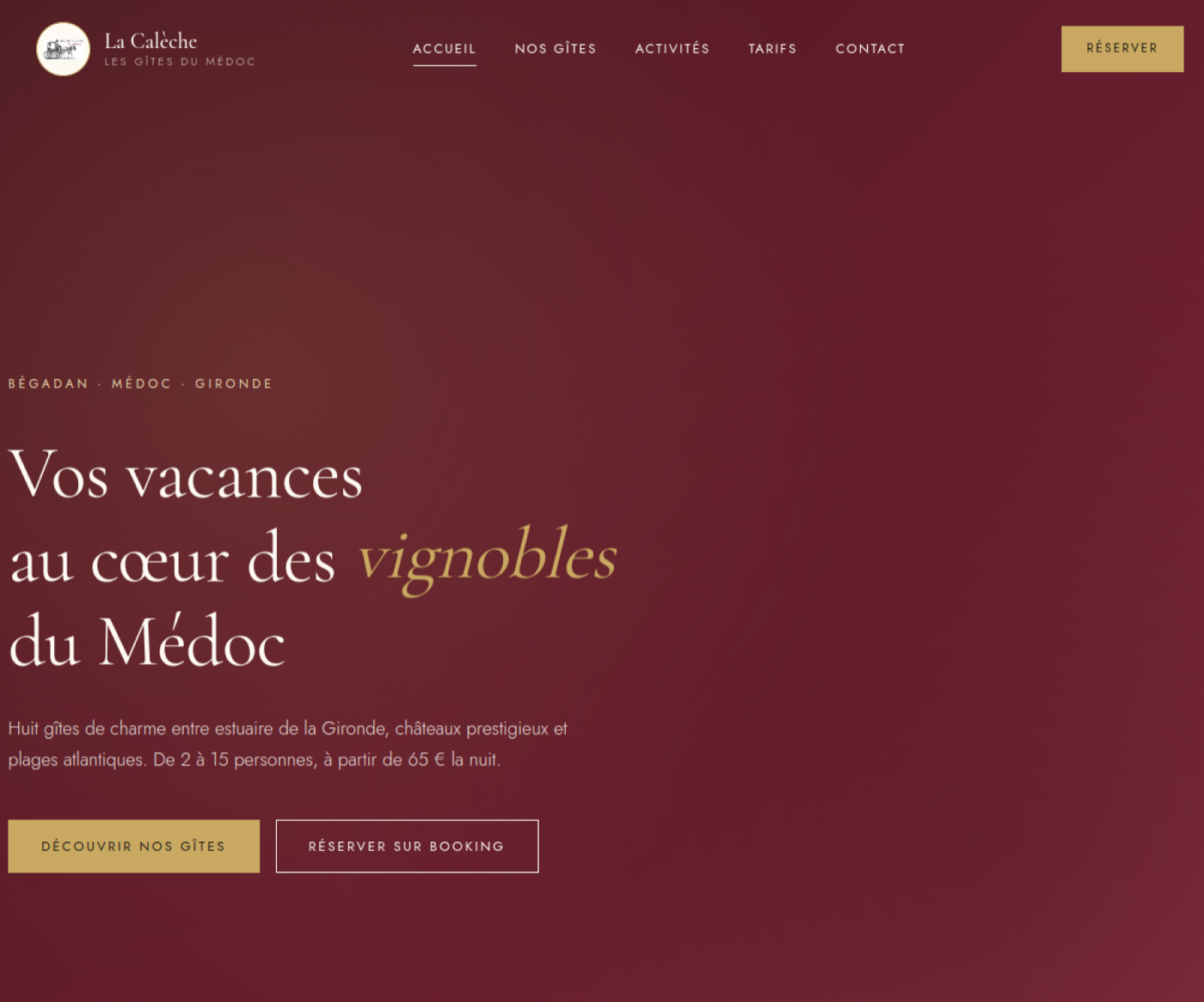 Screenshot du site La Calèche