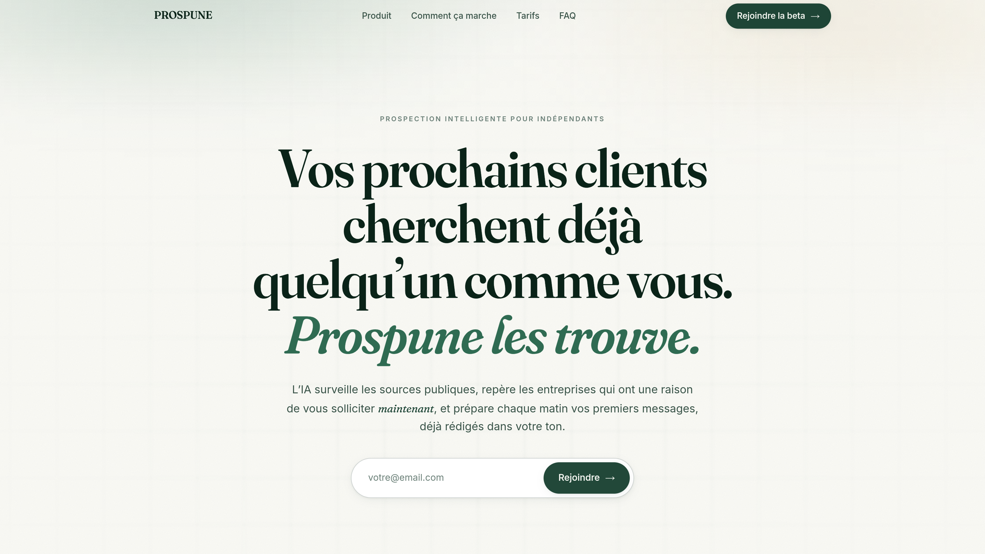 Screenshot du site prospune.vercel.app